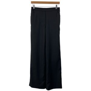 COS Black Wide Leg Pants Size 4 Textured Fabric Elastic Waist Drawstring E4